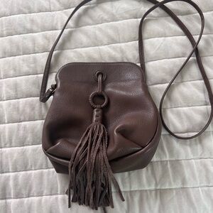 HOBO Brown Leather Crossbody Bag with Tassel